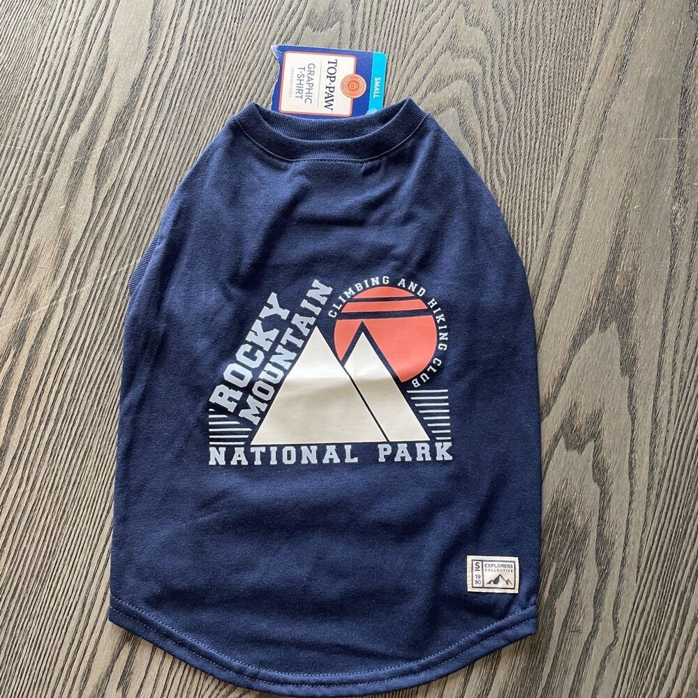 Top Paw Dog S Graphic Print T-Shirt Blue Rocky Mountain National Park